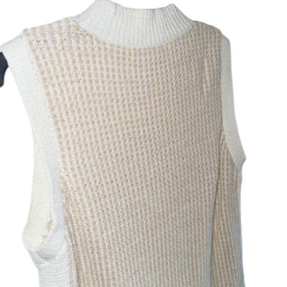 Club Monaco Stitchy Tunic Tank Cream/Tan Sleeveless Sweater Sz Large - Picture 5 of 13